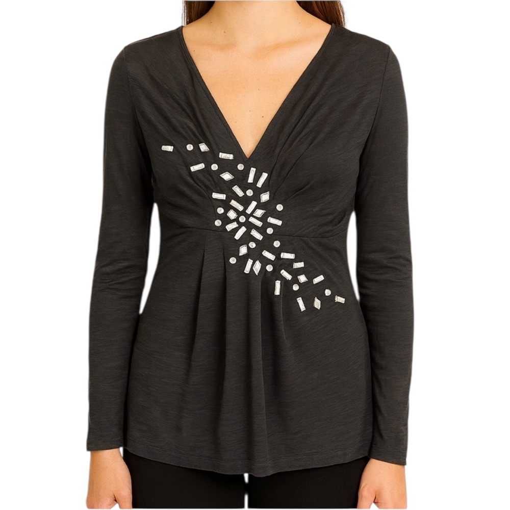 Hilton Hollis Black Sheer Beaded Top